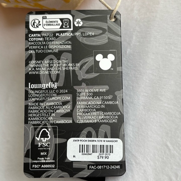 Loungefly Disney Winnie the Pooh Sherpa Zip Tote Bag With Coin Purse NWT - Picture 11 of 16